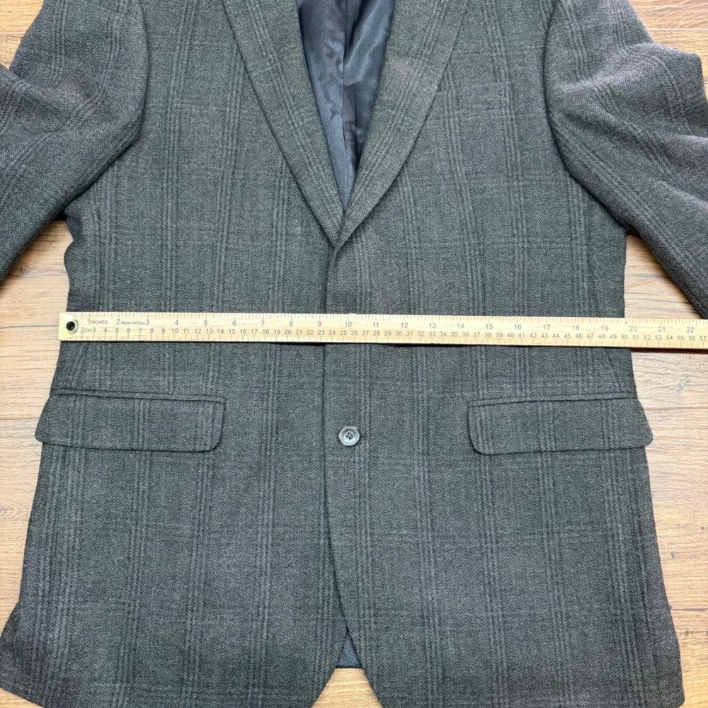 Jos A Bank Men 41R Blazer Jacket Wool Glen Plaid‎ Elbow Patch Academia Tailored